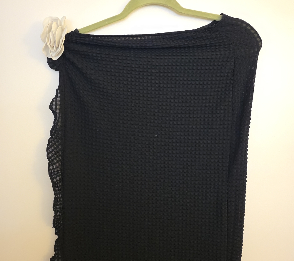 Black Textured Knit Shawl Wrap